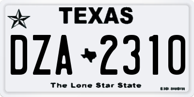 TX license plate DZA2310