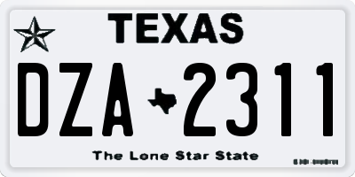 TX license plate DZA2311