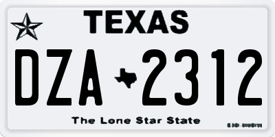TX license plate DZA2312