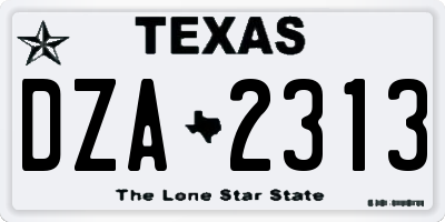 TX license plate DZA2313