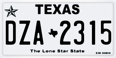 TX license plate DZA2315