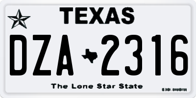 TX license plate DZA2316