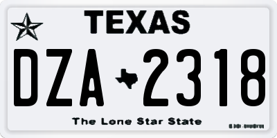 TX license plate DZA2318
