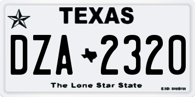 TX license plate DZA2320
