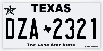 TX license plate DZA2321