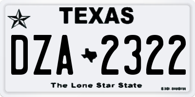 TX license plate DZA2322