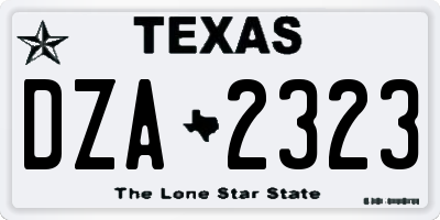 TX license plate DZA2323