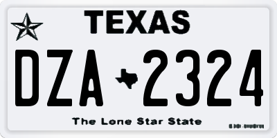 TX license plate DZA2324