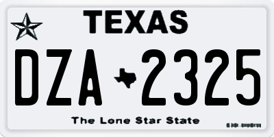 TX license plate DZA2325