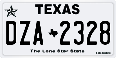 TX license plate DZA2328