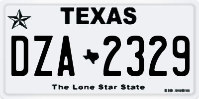 TX license plate DZA2329