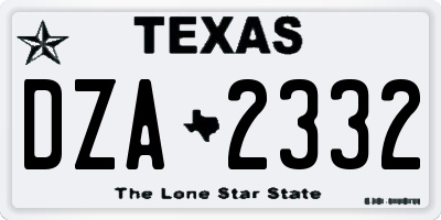 TX license plate DZA2332