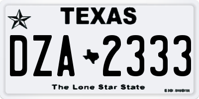 TX license plate DZA2333