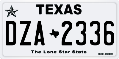 TX license plate DZA2336