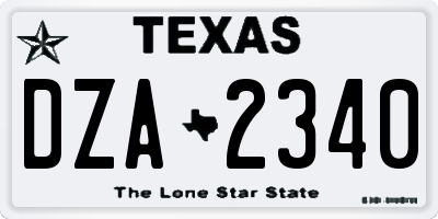 TX license plate DZA2340