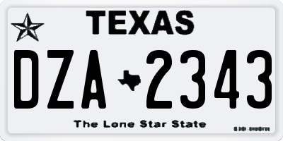 TX license plate DZA2343