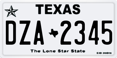 TX license plate DZA2345