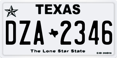 TX license plate DZA2346