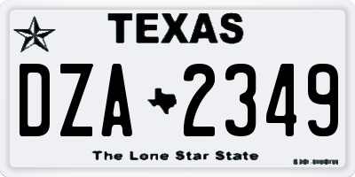 TX license plate DZA2349