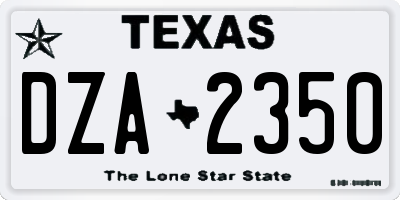 TX license plate DZA2350