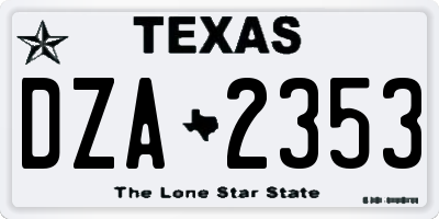 TX license plate DZA2353
