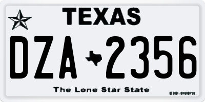 TX license plate DZA2356