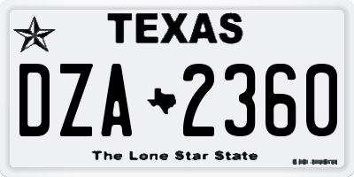 TX license plate DZA2360