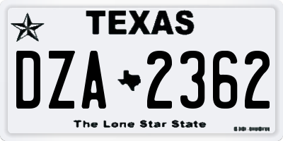 TX license plate DZA2362