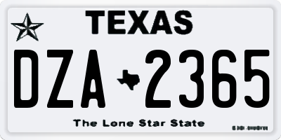 TX license plate DZA2365