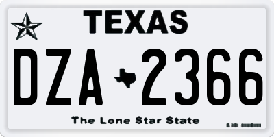 TX license plate DZA2366