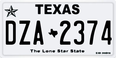 TX license plate DZA2374