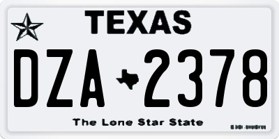 TX license plate DZA2378