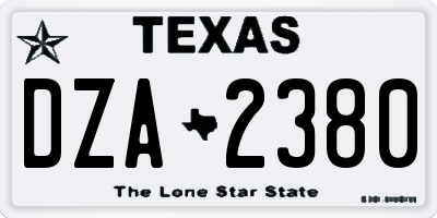 TX license plate DZA2380