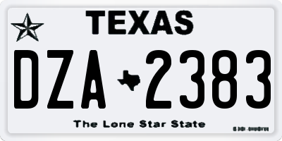 TX license plate DZA2383