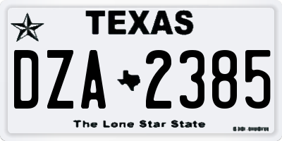 TX license plate DZA2385