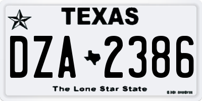TX license plate DZA2386