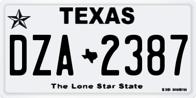 TX license plate DZA2387