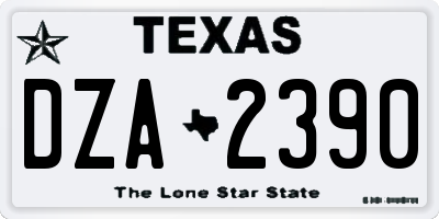 TX license plate DZA2390