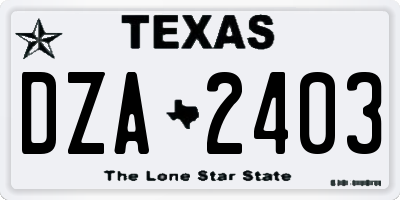 TX license plate DZA2403
