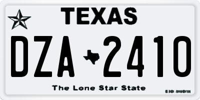 TX license plate DZA2410