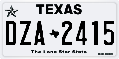 TX license plate DZA2415