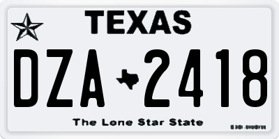 TX license plate DZA2418