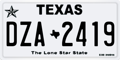 TX license plate DZA2419