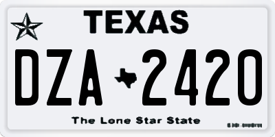 TX license plate DZA2420