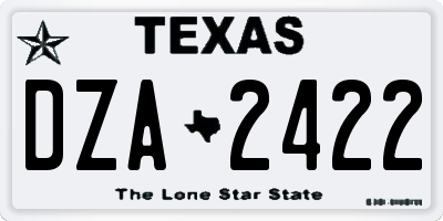 TX license plate DZA2422
