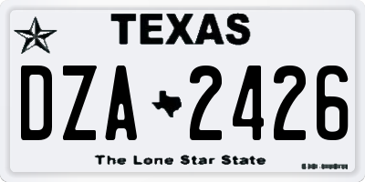 TX license plate DZA2426