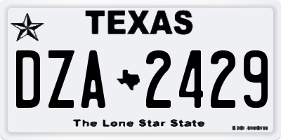 TX license plate DZA2429