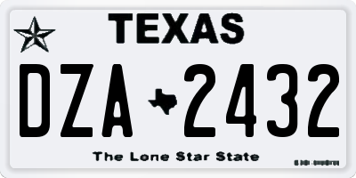 TX license plate DZA2432