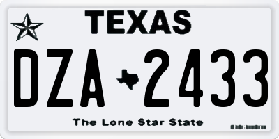 TX license plate DZA2433