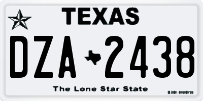TX license plate DZA2438